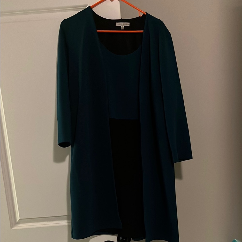 Chaus Dark Green Open Front Cardigan